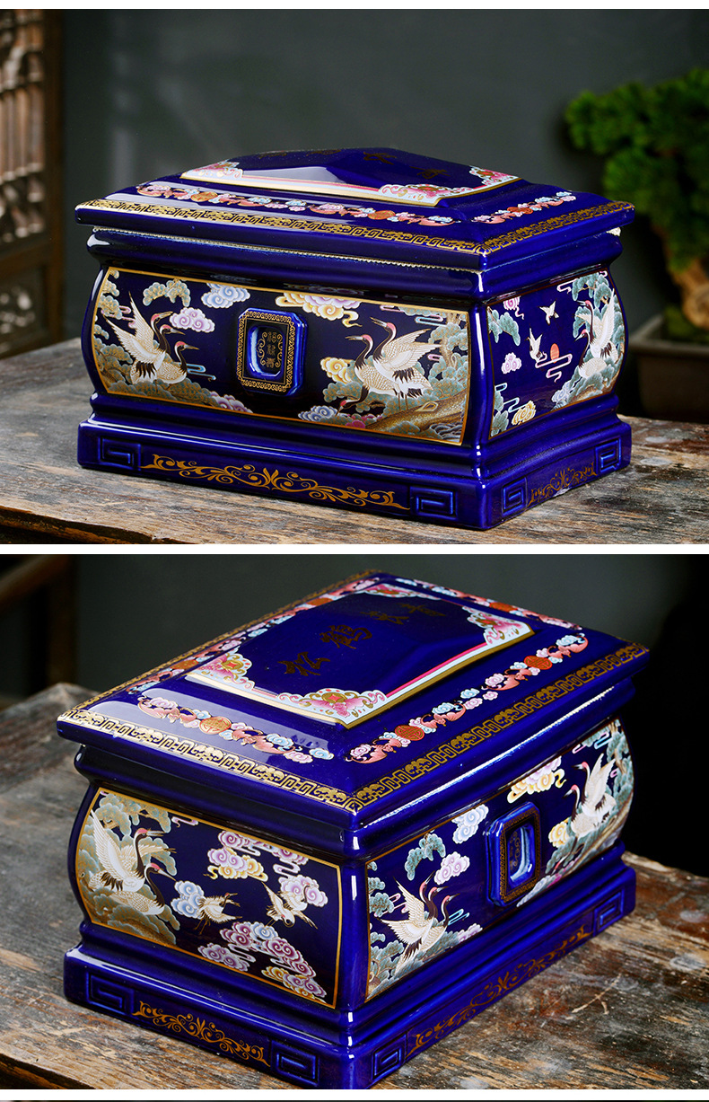 景德镇陶瓷陶瓷骨灰盒骨灰盒厂家防潮防腐烂殡葬用品迁坟丧葬批发