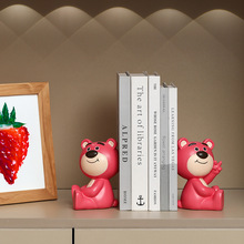 创意可爱草莓熊书档摆件桌面书立客厅书房酒柜儿童家居装饰品批发