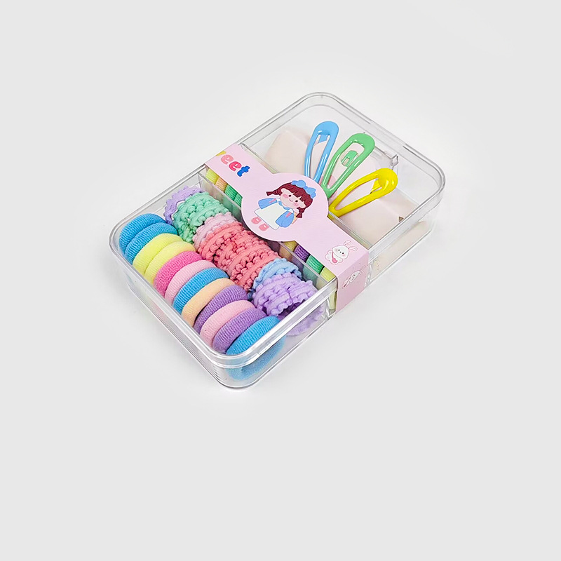 Candy Color Children's Hair Accessories Barrettes Sets of Boxes Baby Does Not Hurt Hair Rubber Band Bang Clip Boxed Girls Hair Rope Hairpin