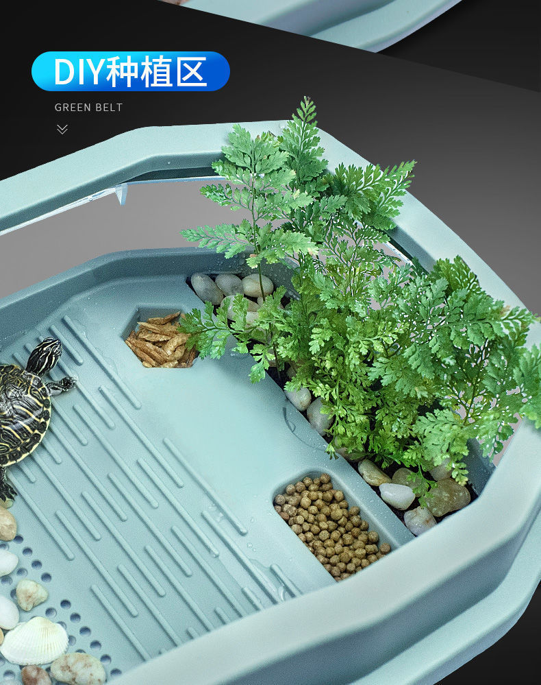 乌龟池缸带晒台造景别墅水陆大型龟饲养箱家用鱼缸养盆