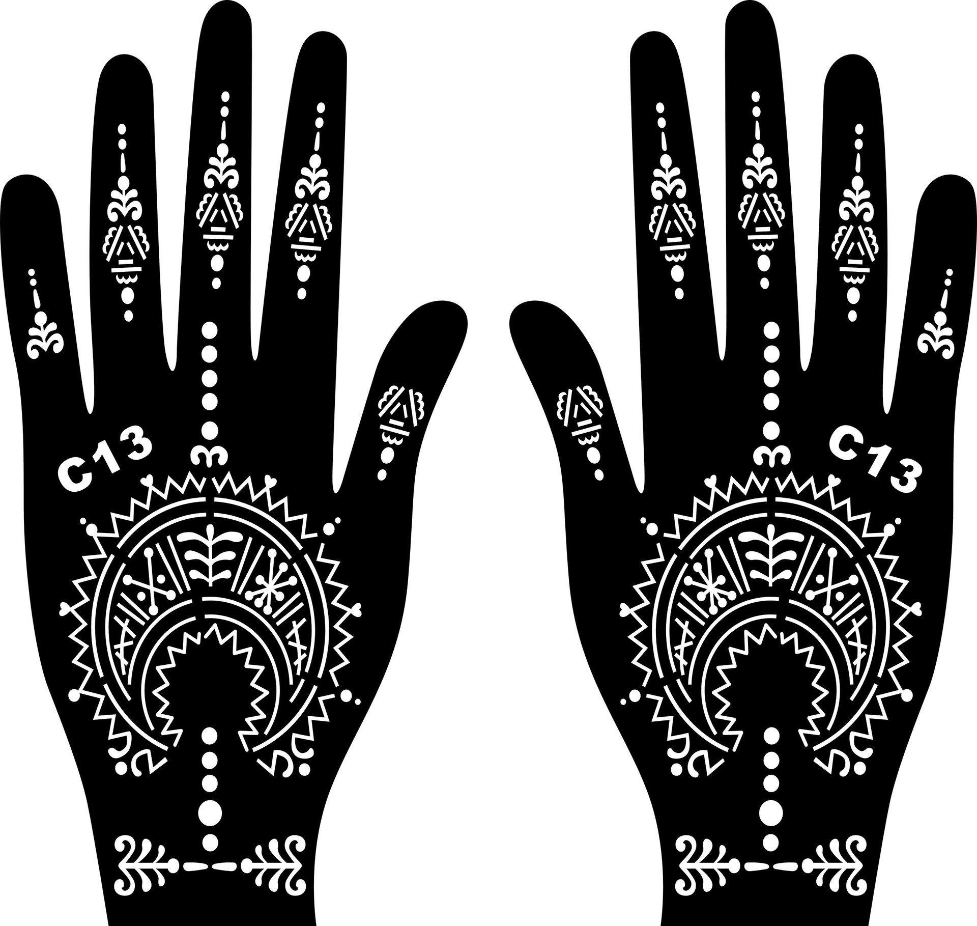 暗黑风手部纹身贴手掌纹身模板手部仿真临时贴纸唯美原手型刺青