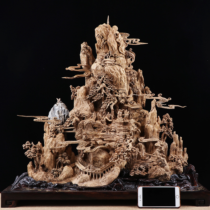 大型沉香木雕摆件千手观音妈祖弥勒佛神像山水原木雕刻根雕艺术品