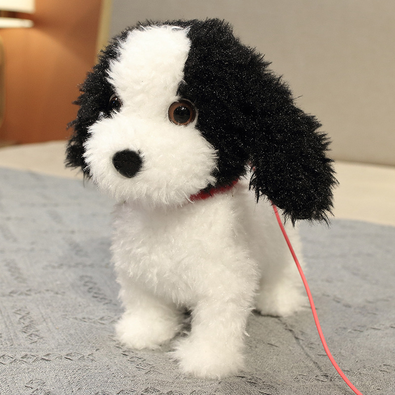 儿童电动狗毛绒小狗会舔人走路会叫唱歌牵绳学说话玩具电动狗