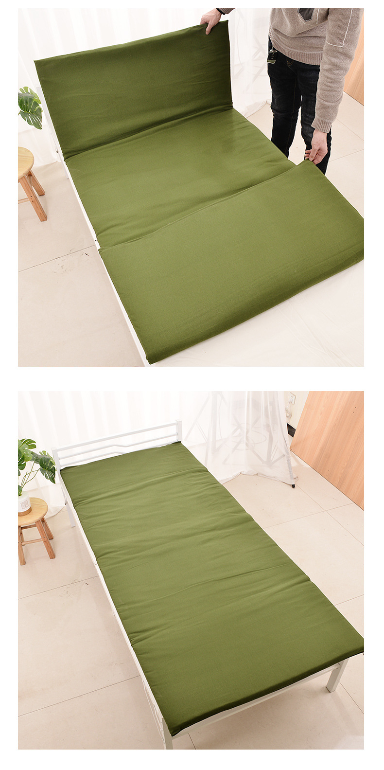 批发军绿色硬质棉床垫 部队工地单位单人宿舍垫 学生宿舍防潮床垫