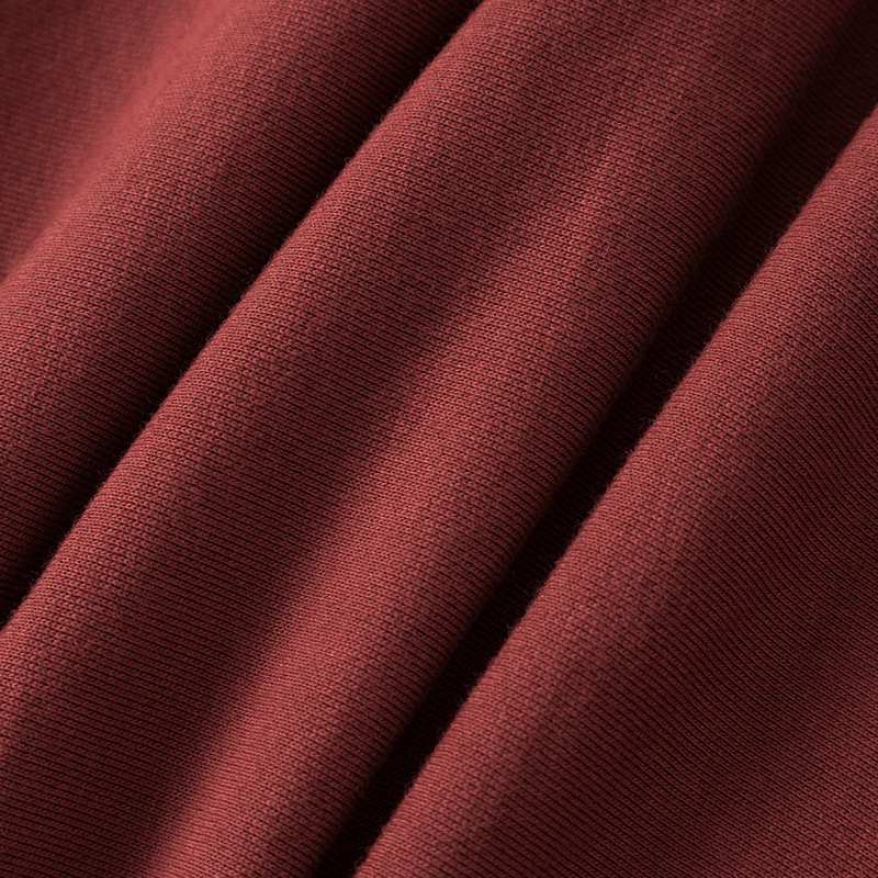 莫兰迪色系 简约栗色宽松连帽卫衣秋冬纯色加绒深红色帽衫