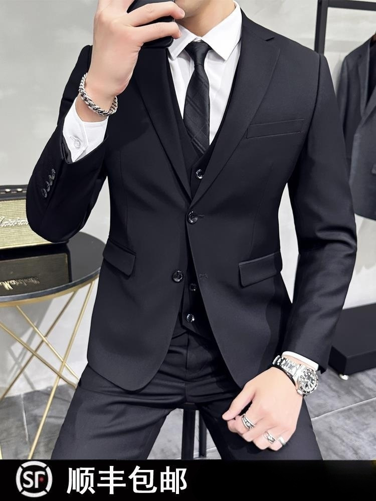 西服套装男士韩版修身外套新郎结婚礼服商务面试职业正装小西装男