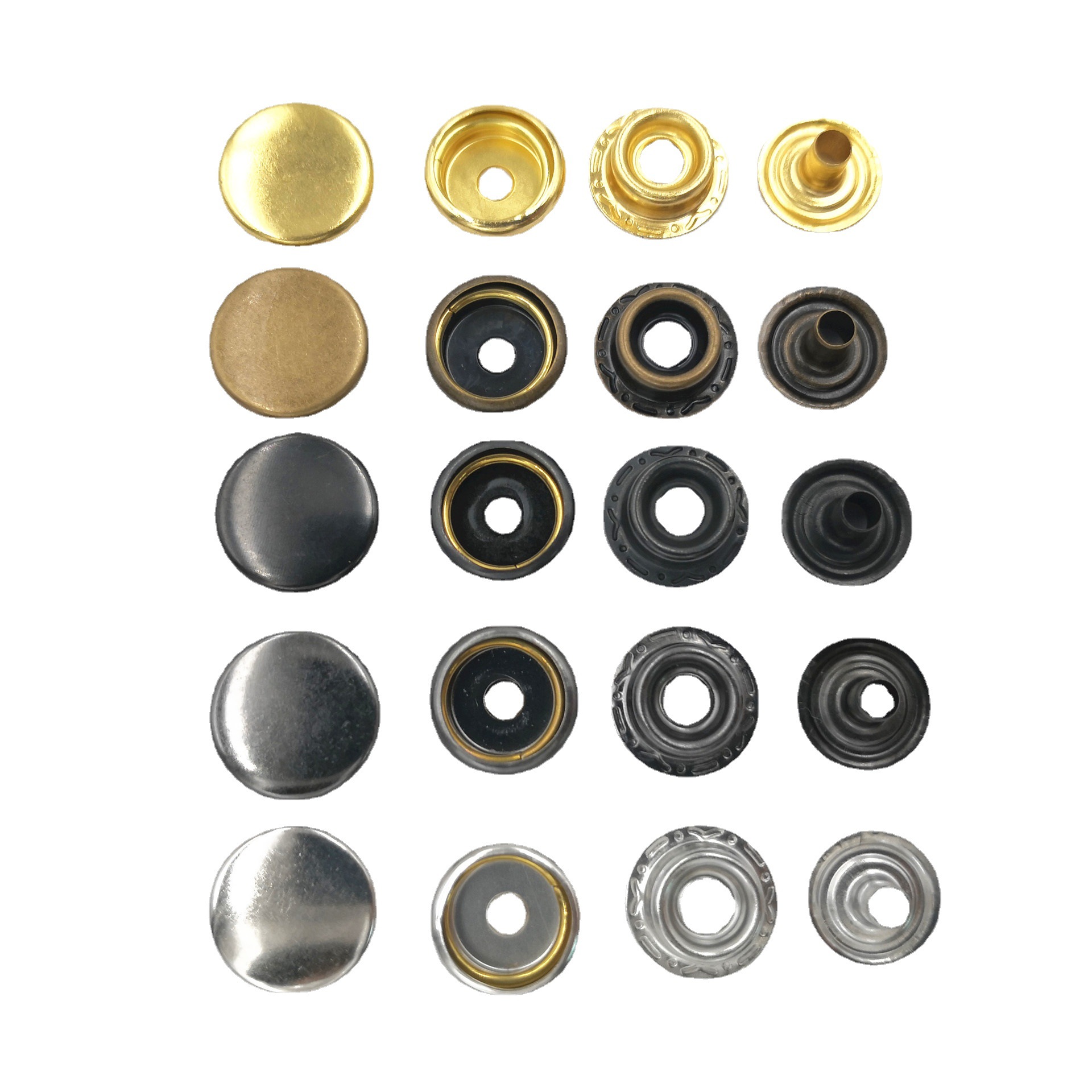 厂家供应 圆形金属黄铜201四合扣 车缝钮大白扣 按扣服饰箱包纽扣-阿