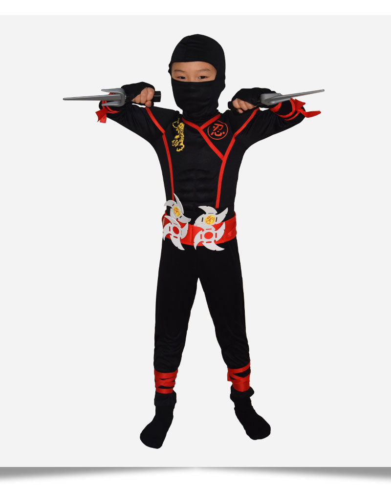 万圣节日本忍者服装cosplay儿童舞台表演武士衣服隐身刺客服