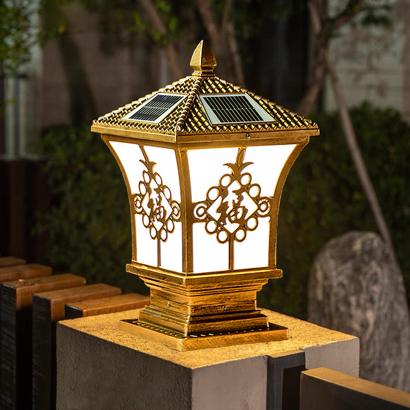 太阳能柱头灯庭院灯花园别墅大门柱灯家用室外防水围墙户外柱子灯