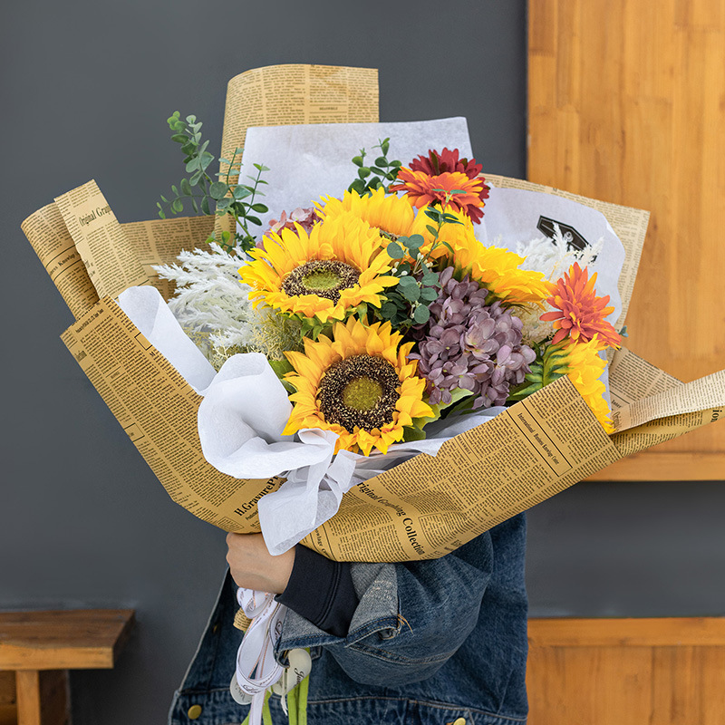 Retro Kraft Paper Book Wrapper Gift Floral Florist Bouquet Wrapping Paper Material Flowers Dacal Paper English Newspaper