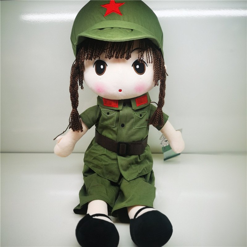豪伟达娃娃红军菲儿毛绒玩具公仔八一节纪念军装娃娃