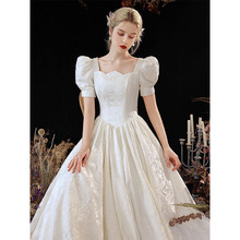 【倾心】白色礼服设计感新娘结婚订婚法式复古缎布潮款领证小白裙