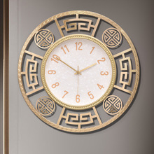 新中式客厅创意挂钟家居墙壁轻奢个性挂表时尚工艺钟金属镀铜时钟