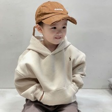 2022新款童装韩版加绒中厚套头卫衣儿童连帽卫衣中小童套头外套潮