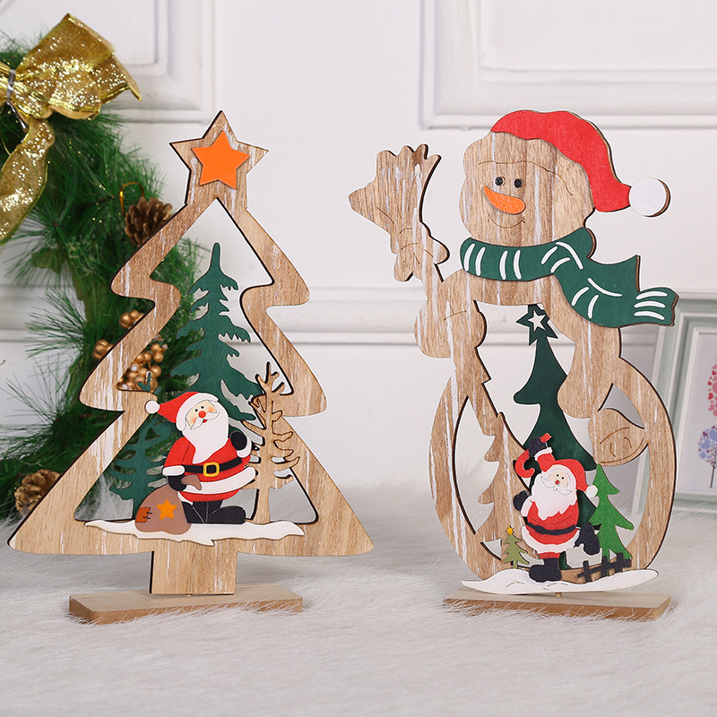 Christmas Decoration Wooden Ornament Desktop Decoration Christmas Gift Present Three-Dimensional Wooden Mini Christmas Tree