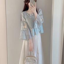 新中式国风两件套装女2024春夏新款汉元素复古刺绣高级感气质套装