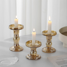 ins玻璃法式罗马柱烛台复古摆件装饰品浪漫烛光晚餐烛台软装拍照