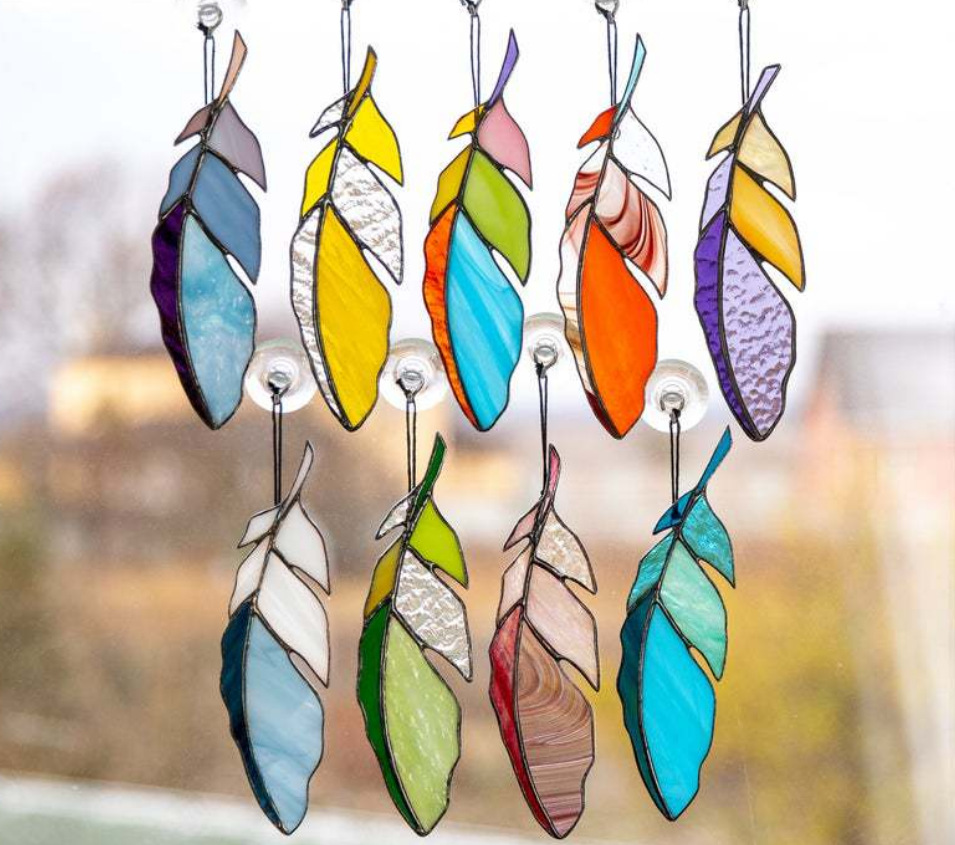 feather stained ornaments彩色羽毛装饰品家居餐厅饰品挂件