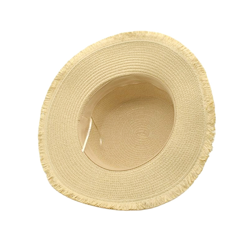 Foreign Trade Straw Hat Wholesale Summer Women's Sun-Proof Sun Protection Hat Korean Style Fashion Casual Flat Top Tassel Edge Fashion Top Hat