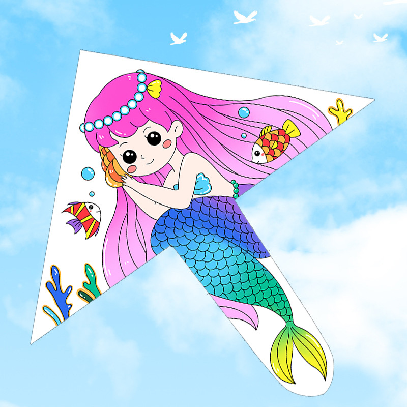 空白涂鸦风筝儿童绘画涂鸦填色风筝手工diy材料幼儿园微风易飞