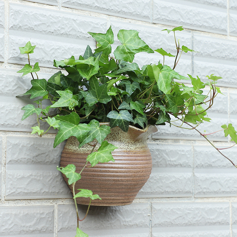 壁挂花盆陶瓷半圆形挂墙上花盆室内外围栏阳台绿萝挂篮悬挂式花盆