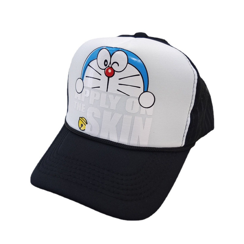 Children's Mesh Cap Doraemon Printed Baseball Cap Parent-Child Peaked Cap Kids Sun Protection Hat Sun Hat Breathable Sun Hat