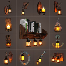 复古工业风壁灯酒吧咖啡餐厅美式怀旧过道墙装饰创意个性实木灯具