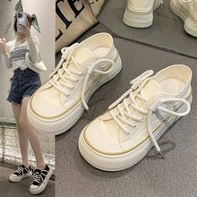 小白帆布鞋女2025新款春秋ulzzang百搭小众设计星星平底滑板鞋子