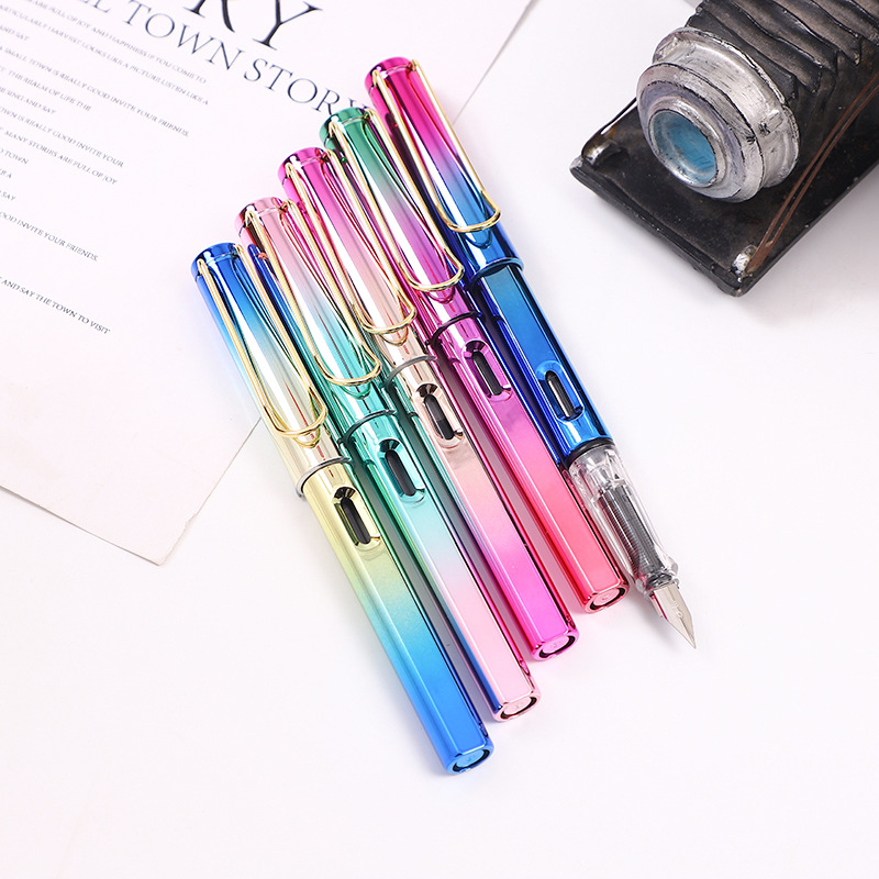 现货百灵鸟时尚钢笔套装 可爱炫彩学生书写签字练字钢笔现货批发