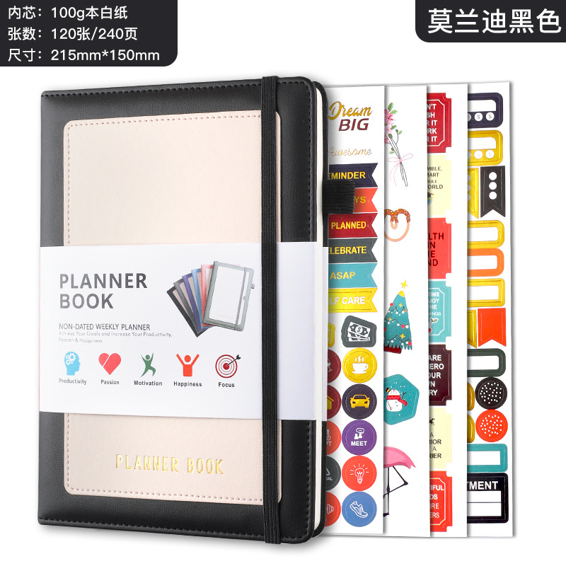 Spot Cross-Border A5 Weekly Plan Month Notebook Dot Matrix Square Self-Discipline Bandage Notebook Planner Efficiency Manual