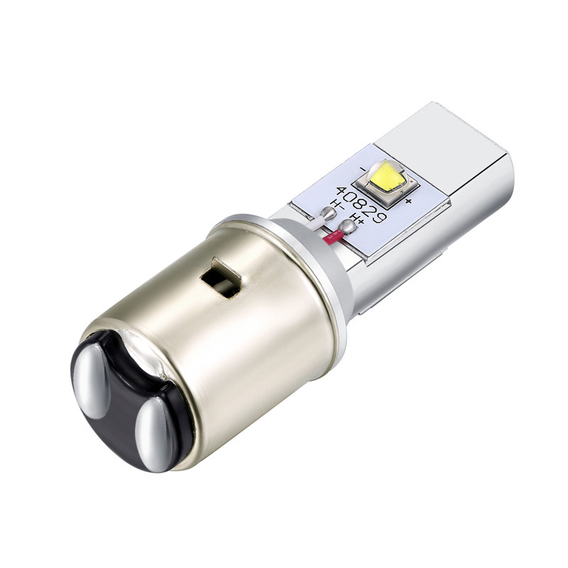 电动车大灯ba20d led 6-24v无极性3000k暖白摩托车前大灯