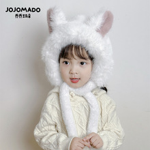 儿童帽子 韩国ins秋冬可爱毛绒帽男孩女孩保暖护耳帽时尚兔耳朵帽