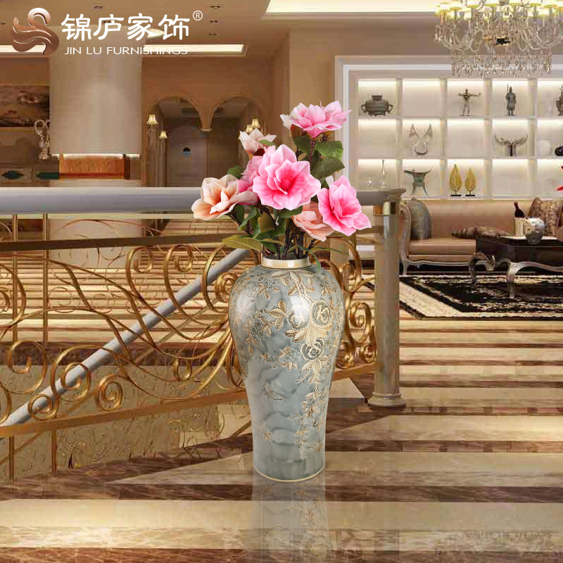 欧式陶瓷花瓶客厅瓷器花插摆件现代家居时尚装饰品电视柜旁边摆设