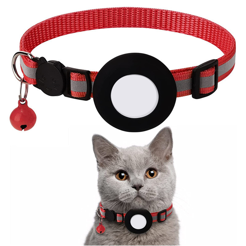 Airtag Cat Collar Bell Pendant Silicone Case Dog Harness Reflective Footprints Positioning Pet Collar Anti-Lost