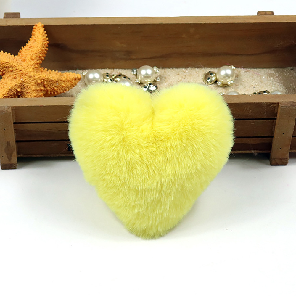 Wholesale Cross-Border Heart Wool Ball Pendant Peach Heart Plush Car Pendant Couple Heart-Shaped Keychain Christmas Hairy Ball