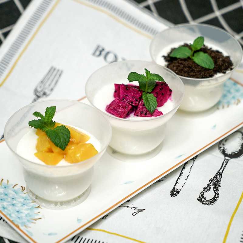 耐烤布丁杯双皮奶杯酸奶杯一次性塑料带盖创意耐冻雪糕杯奶冻杯