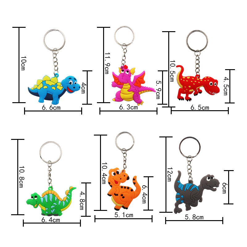 Cross-Border European and American Dinosaur Keychain Party Small Gift PVC Crafts Car Accessories Ornaments Dinosaur Toys