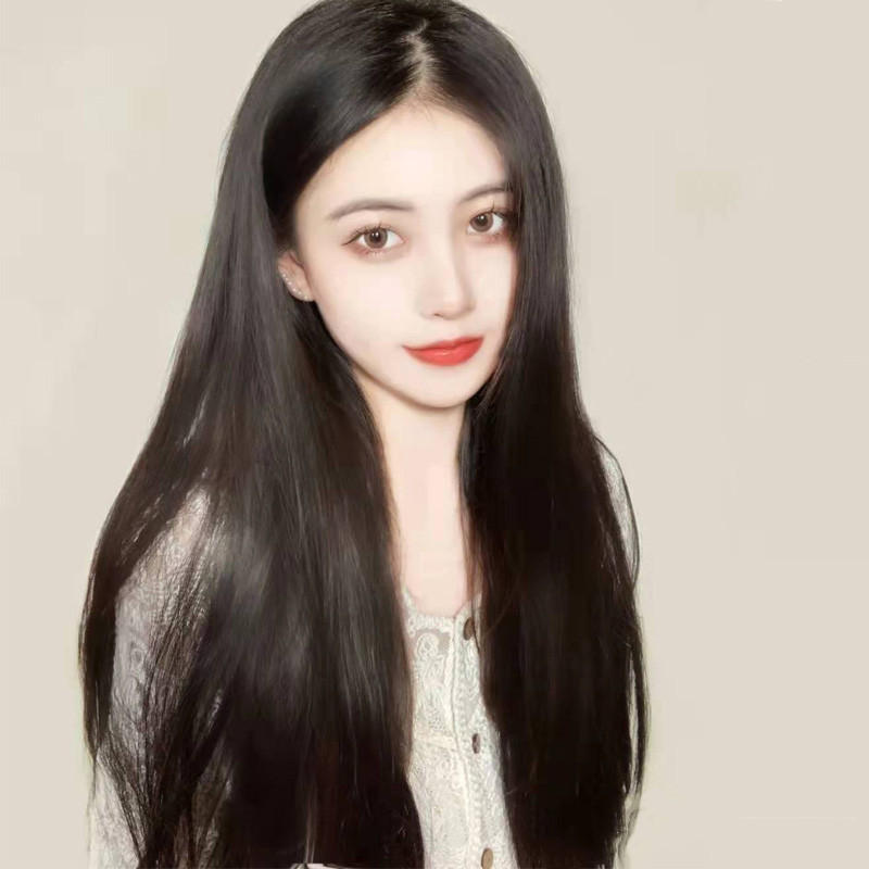 一件代发假发女柔顺自然中分长直发超多发色可烫染全头套厂家现货