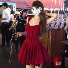 玫瑰人生辣妹纯欲风公主裙蝴蝶结千金感收腰显瘦生日礼服连衣裙