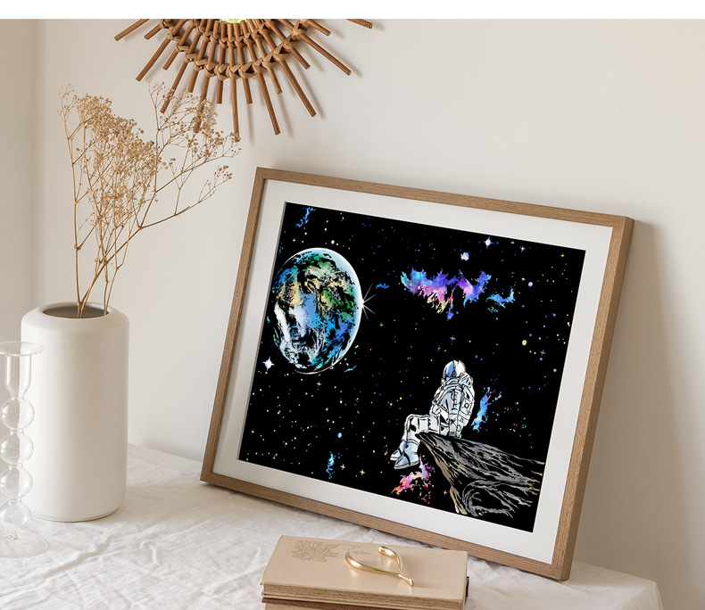 跃鹿yuelu太空星球刮刮画夜景宇航员刮画太空人成人diy减压刮画