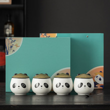 创意熊猫茶叶罐陶瓷礼品盒伴手礼红绿茶白茶花茶通用包装盒空礼盒