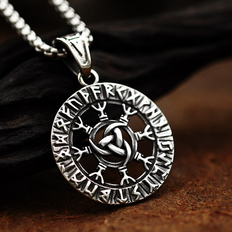 beier北欧维京字母钛钢吊坠 新款奥丁凯尔特结复古不锈钢项链配饰
