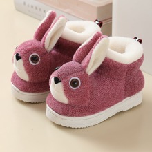 冬季兔子儿童棉拖鞋男童带后跟中小童可爱卡通包跟女童女宝宝棉鞋