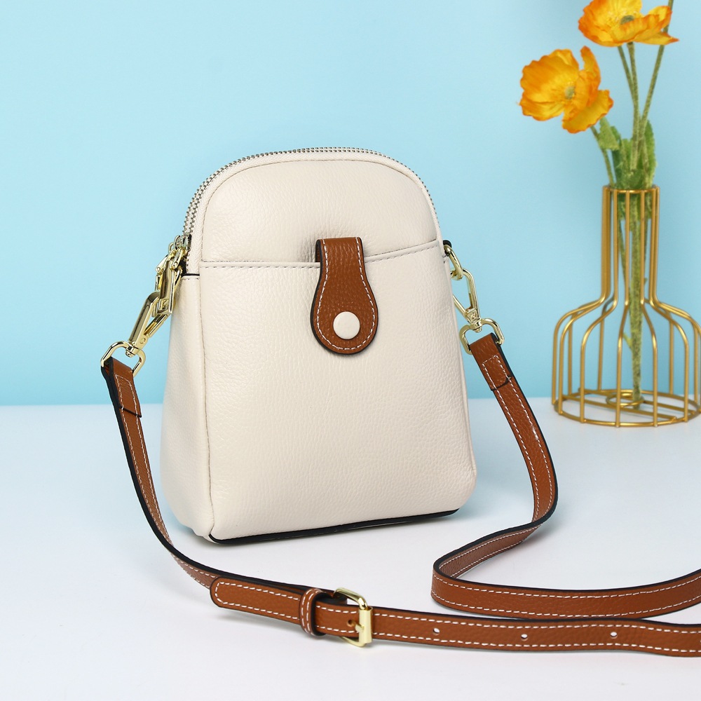 手机包女斜挎小包时尚新款零钱包休闲真皮女包头层牛皮单肩包6093