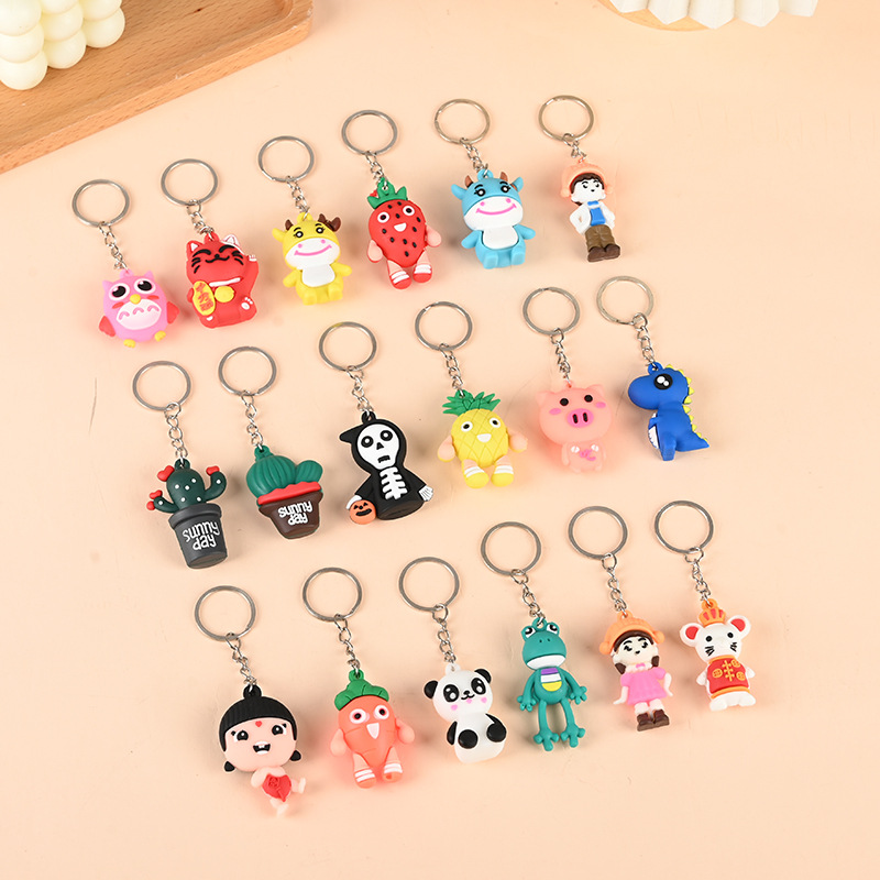 Cartoon Pvc Three-Dimensional Soft Rubber Keychain 3d Silicone Car Key Pendant School Souvenir Ornaments Customization