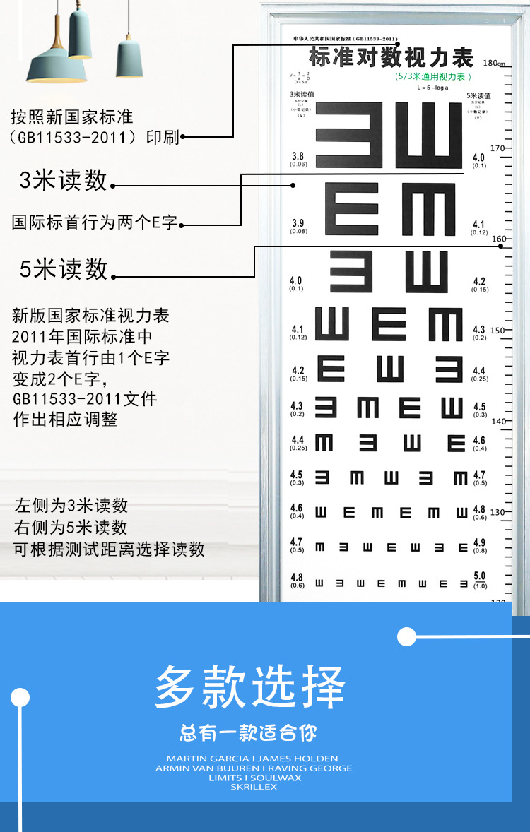 视力表灯箱标准对数薄儿童视力led幼儿园5米2.5家用测