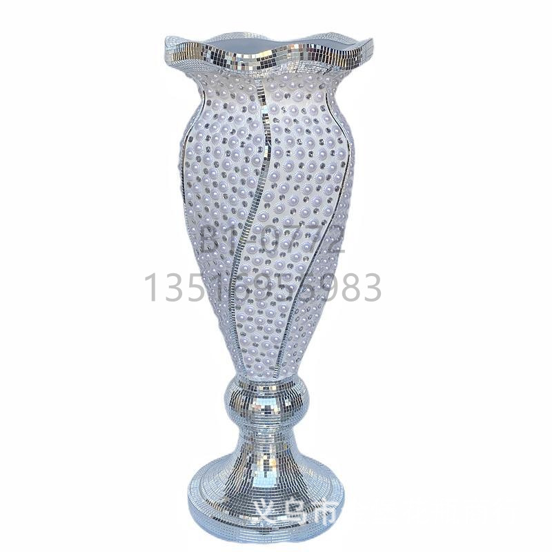 Factory Wholesale Thin and Glittering Petunia Flower Arrangement Vase Living Room and Hotel Gift Decoration Floor Large Vase White Sand Flower Device