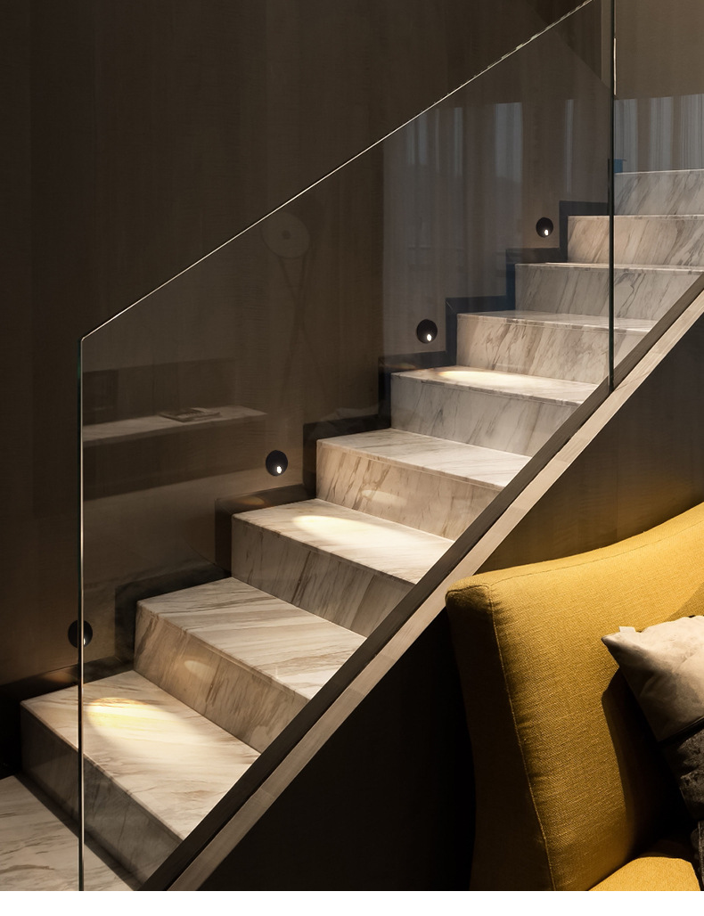 楼梯地脚灯圆形嵌入式踏步灯家用过道走廊小夜灯阶梯灯