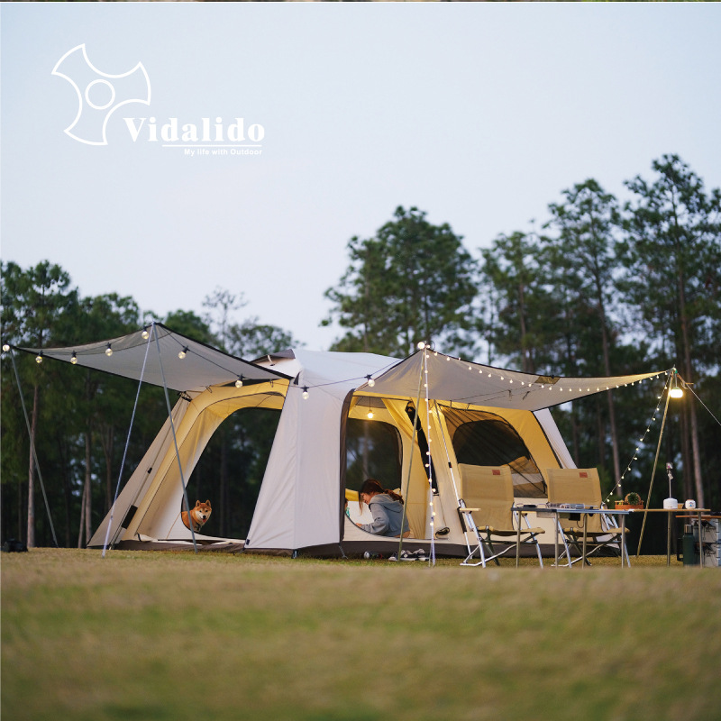 两房一厅5人8人露营休闲大帐篷防暴雨抗紫外线户外铝合金vidalido