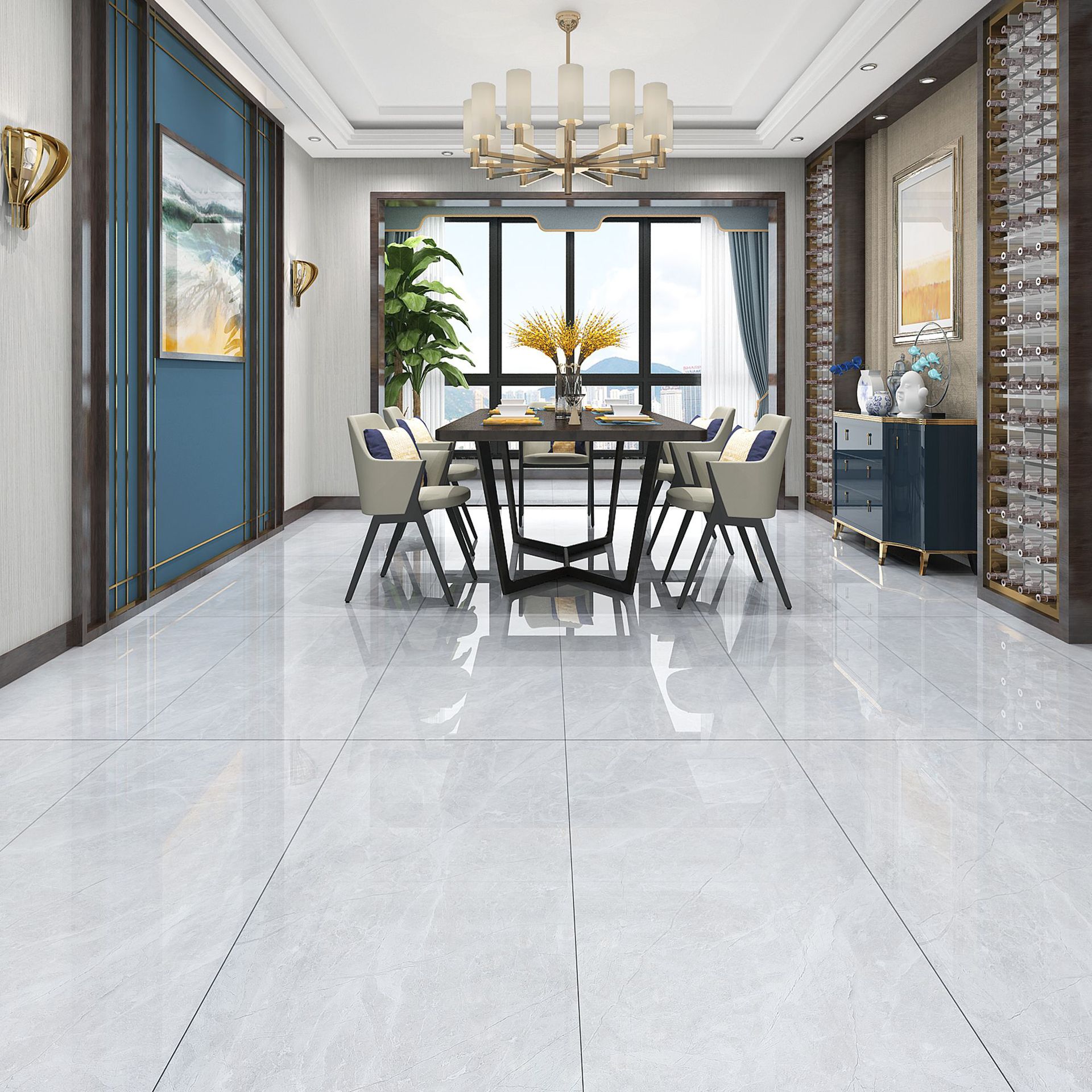 佛山浅灰色通体大理石瓷砖600x1200客厅大板墙砖地砖商场地板砖